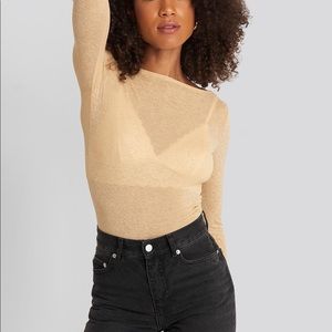 Na-Kd Sheer Cream Boat neck top